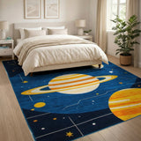 Kids Space Planets Stars Cartoon Area Rug