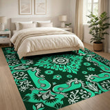 Elegant Teal Floral Medallion Persian Rug