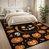 Playful Jack-O'-Lantern Halloween Pumpkin Rug