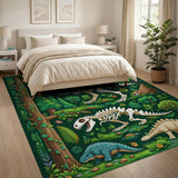 Dinosaur Jungle Skeletons Kids Area Rug