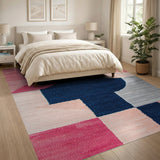 Bold Geometric Pink Navy Area Rug
