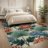 Chrysanthemum Palm Leaf Floral Pattern Area Rug