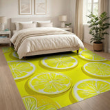 Vibrant Lemon Slices Yellow Fruit Pattern Area Rug