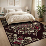 Elegant Red Lotus Medallion Persian Rug