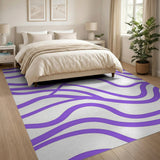 Fluid Purple Waves Abstract Area Rug