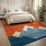 Geometric Sunset Mountains Area Rug