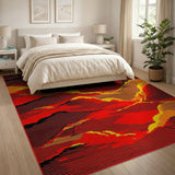 Fiery Red Geometric Stripe Area Rug