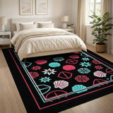 Vibrant Geometric Shells Stars Snowflake Rug
