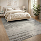 Distressed Grey Plaid Area Rug