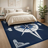 Navy Compass Rose Geometric Area Rug