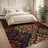 Opulent Red Floral Damask Area Rug