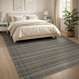 Rustic Plaid Woven Area Rug in Brown Tan