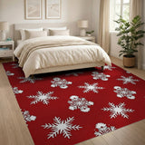 Snowflake Red Festive Red Snowflake Area Rug