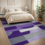 Purple Grey Geometric Abstract Purple Area Rug