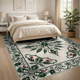 Ornate Holly Berry Persian Border Rug