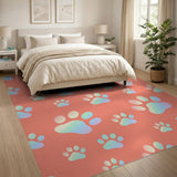 Pink Paw Print Kids Area Rug