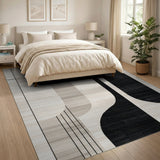 Modern Black Abstract Geometric Area Rug
