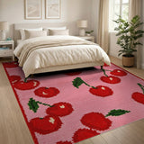 Cherry Print Pink Area Rug