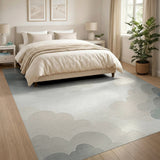 Layered Grey Clouds Abstract Area Rug