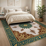 Traditional Persian Blue and Teal Medallion Persian Area Rug