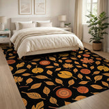 Graphic Autumn Leaves Acorns Area Rug