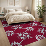 Red Snowflake Lattice Geometric Rug