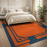 Bold Orange Octagon Geometric Frame Rug
