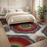 Rainbow Medallion Curtain Area Rug