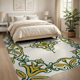 Yellow Floral Medallion Area Rug