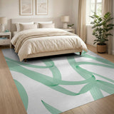 Mint Green Flowing Wave Abstract Area Rug