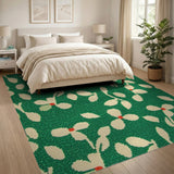 Vibrant Green Daisy Floral Knit Rug