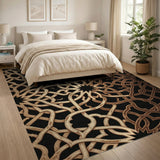Gold Arabesque Lattice Area Rug