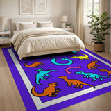 Vibrant Cartoon Dinosaur Kids Area Rug