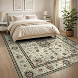 Multi-color and Patterns Ivory Persian Medallion Area Rug