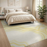 Creamy Yellow Wavy Abstract Area Rug