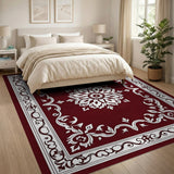 Red Traditional Persian Floral Medallion Rug