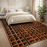 Terracotta Waffle Grid Area Rug