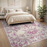 Pink Elegant Pink Floral Vintage Area Rug