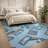 Airplane Rainbow Ticket Kids Area Rug