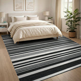Bold Black White Striped No. 47 Area Rug