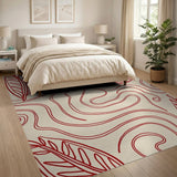 Abstract Red Leaf Swirl Area Rug