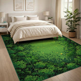 Glowing Firefly Forest Leaves Rug