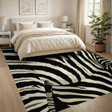 Heritage Tribal Zebra Stripe Black White Area Rug