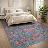Multi-Color Paw Print Floral Area Rug