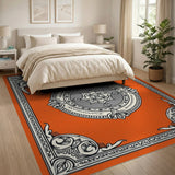 Ornate Orange Medallion Area Rug