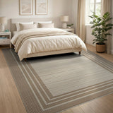Beige Framed Woven Area Rug
