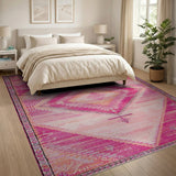 Vibrant Pink Diamond Southwestern Area Rug