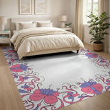 Multi-color and Patterns Pink Purple Floral Border Area Rug