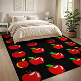 Vibrant Red Apple Fruit Pattern Area Rug