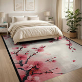 Pink Cherry Blossom Watercolor Area Rug